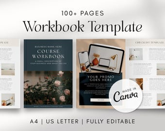Canva Course Workbook Template, 100+ Pages, A4 & US Letter (Digital Download)