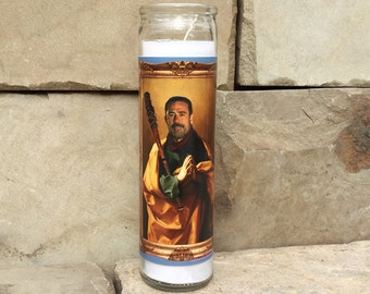 Walking Dead Negan Celebrity Prayer Candle - Horror Decor - Humor - Parody Art - 7 Day Candle