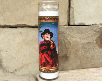 Freddy Krueger Celebrity Prayer Candle - Horror Decor - Humor - Parody Art - 7 Day Candle
