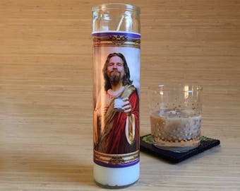 Big Lebowski Dude Celebrity Prayer Candle - Movie Decor - Humor - Parody Art - 7 Day Candle