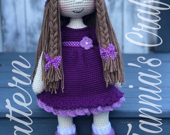 PATTERN Crochet Adry Doll Purple Dress PATTERN Crochet Doll Available just English/Spanish