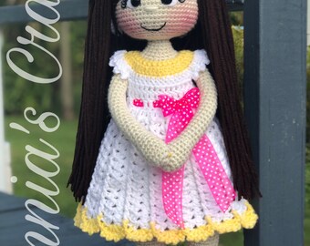 Crochet Madeline Doll,  Amigurumi Doll, Crochet Doll, Handmade Doll, MADE TO ORDER