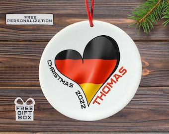 Deutschland Fahne personalisiert Weihnachtsschmuck, Weihnachtsgeschenke, Geschenk für Deutsch, Weihnachtsdekor, Weihnachten 2022