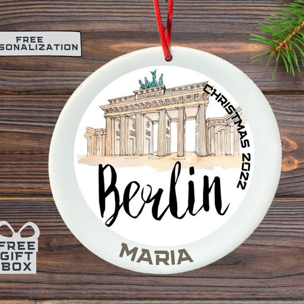 Berlijn gepersonaliseerde Kerst Ornament, Aangepaste Duitsland Ornament, Berlijn geschenken, reiziger ornament, cadeau voor reiziger, Brandenburger Tor