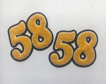 Custom Iron On Chenille Number Patches, Chenille Patch Numbers, Embroidered Letters Patch, Varsity Letter Patch