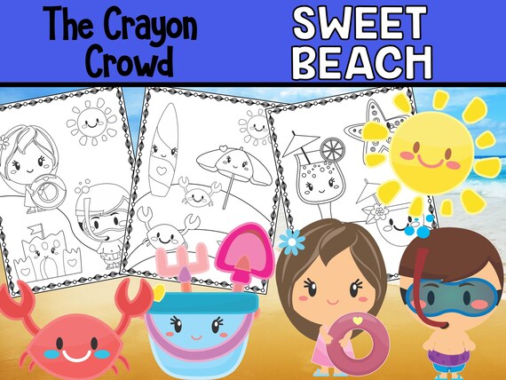 Sweet Beach and Birthday Party Summer Coloring Pages The