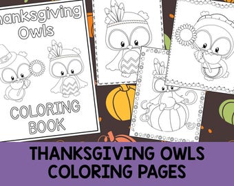 Thanksgiving Owls Coloring Book Pages - The Crayon Crowd, printable, party favors, Coloring book, Sheets, kids, pdf, fall, pilgrim