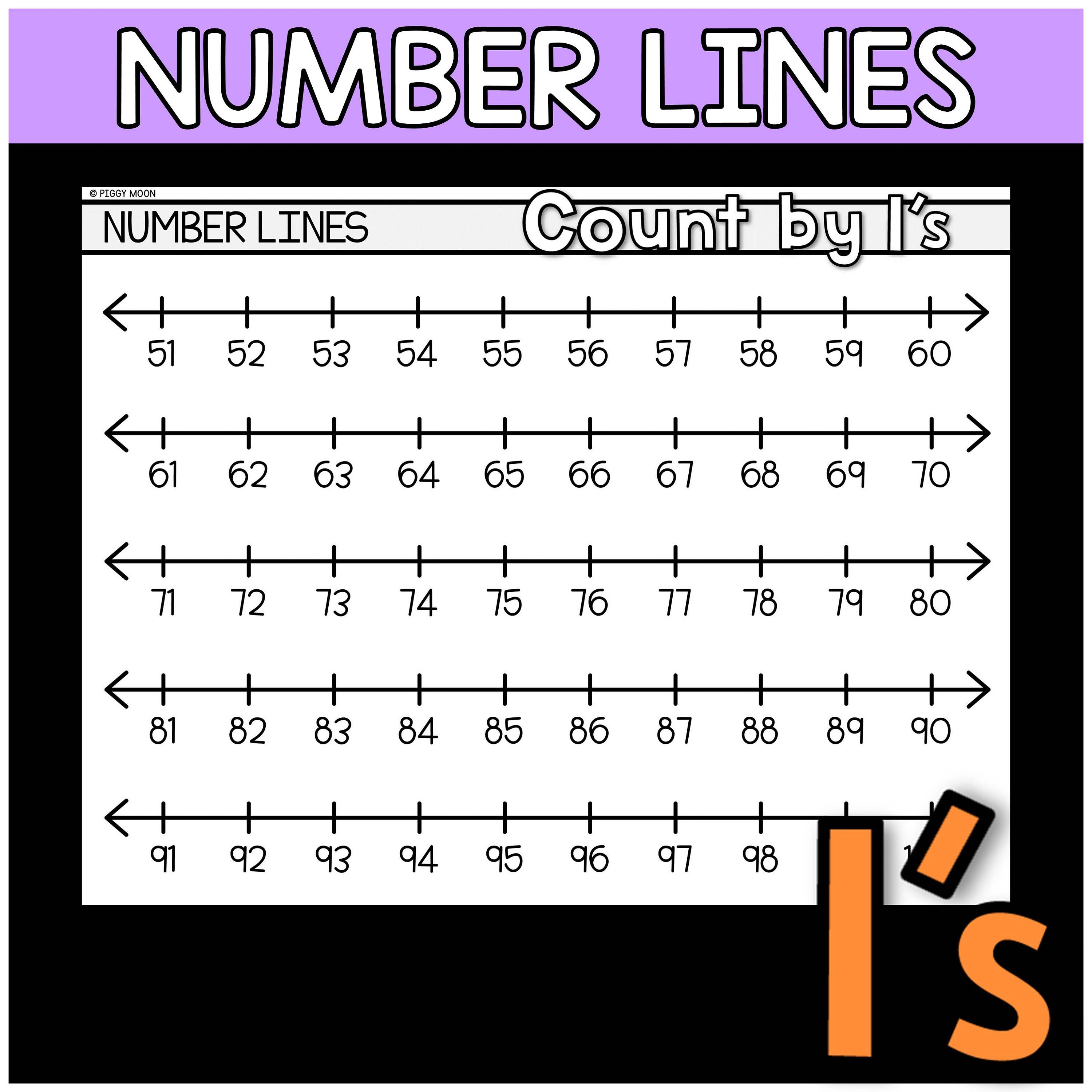 0 100 number lines charts one to hundred counting by etsy