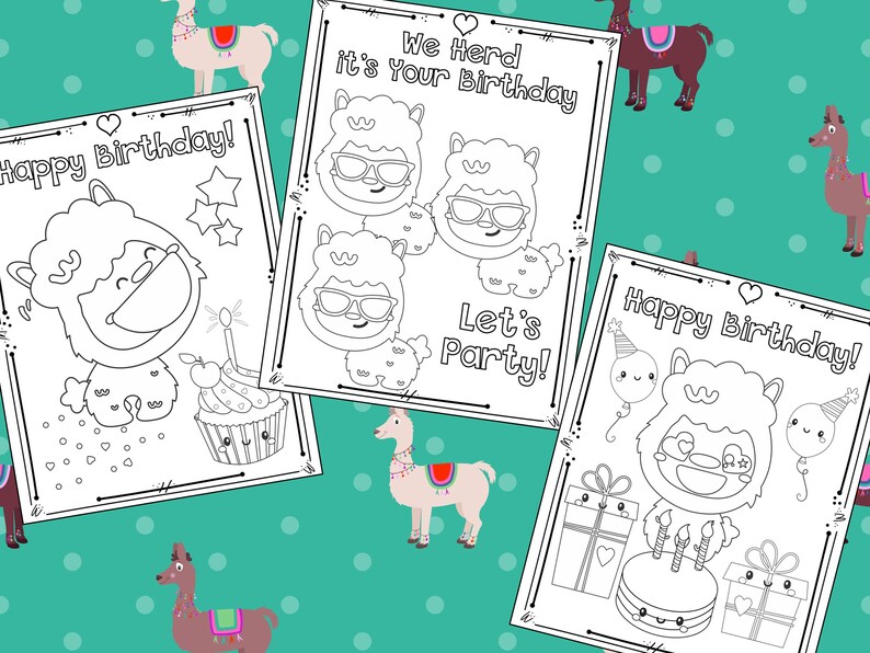 Download Llama Love and Birthday Party Coloring Pages The Crayon | Etsy