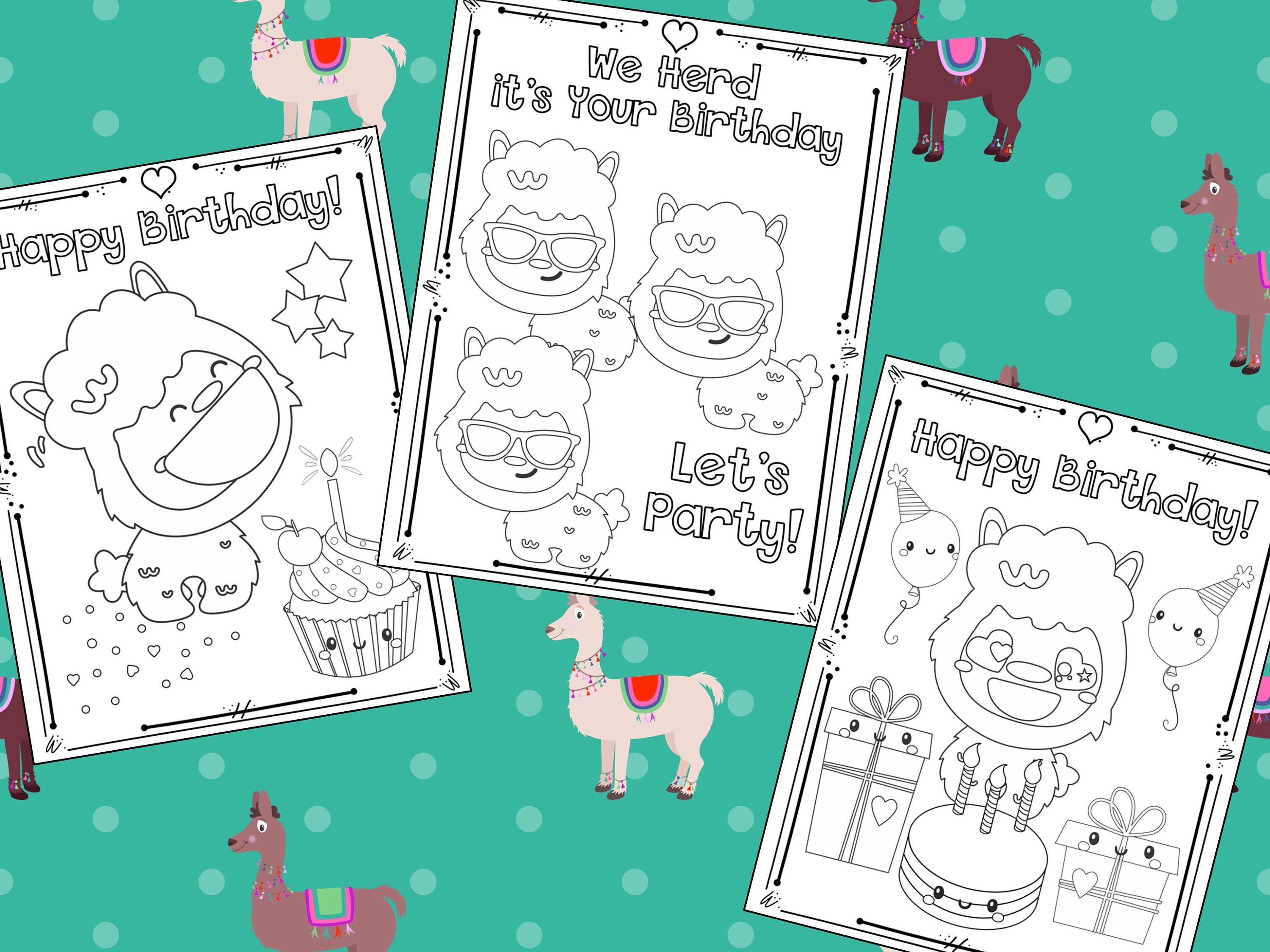 Llama Love and Birthday Party Coloring Pages The Crayon | Etsy