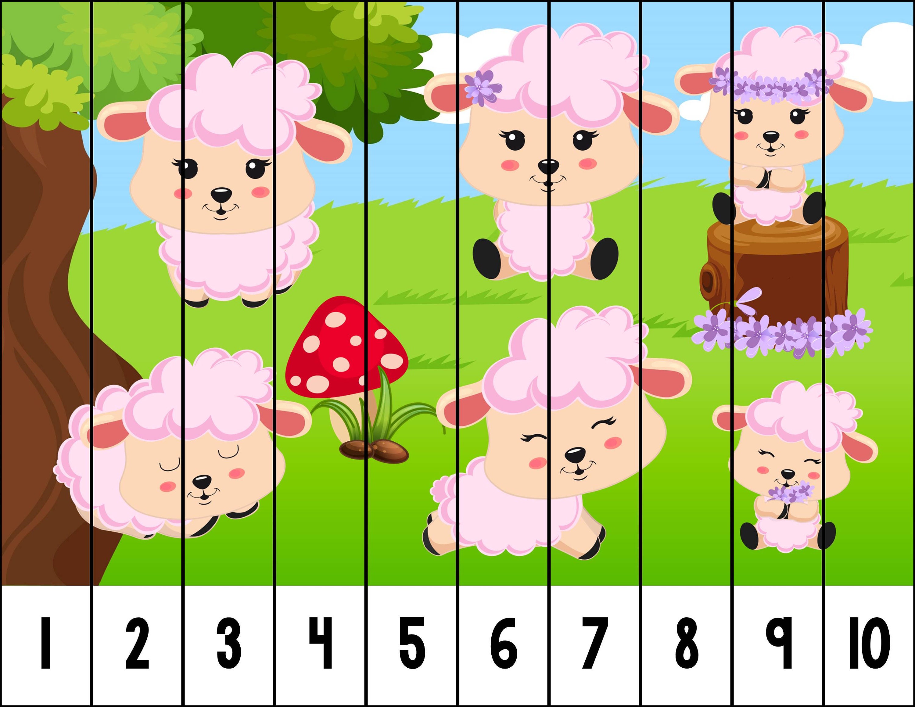 Number Sequence Puzzle Game Activity Spring Lambs Etsy