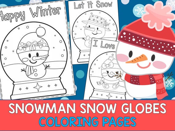 Snowman Snow globes Winter  Coloring Pages Editable  The