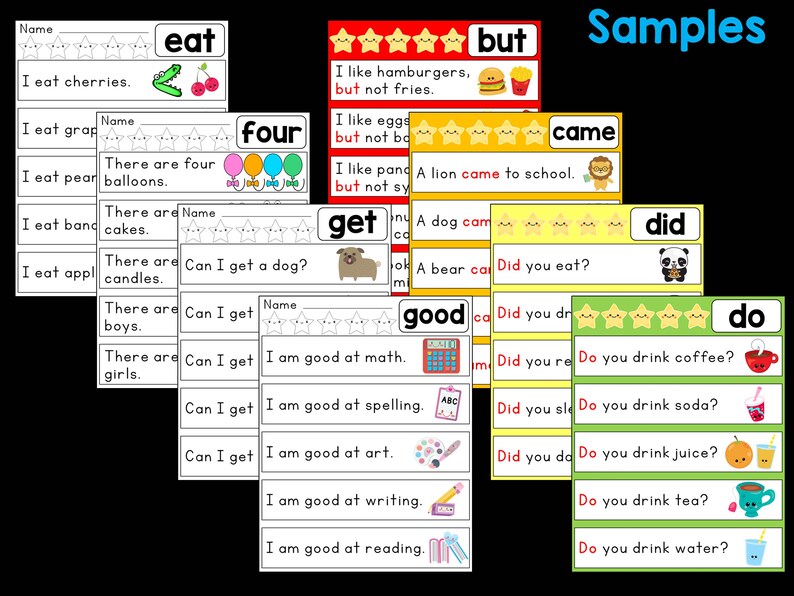 sight word sentences worksheets and posters dolch primer etsy
