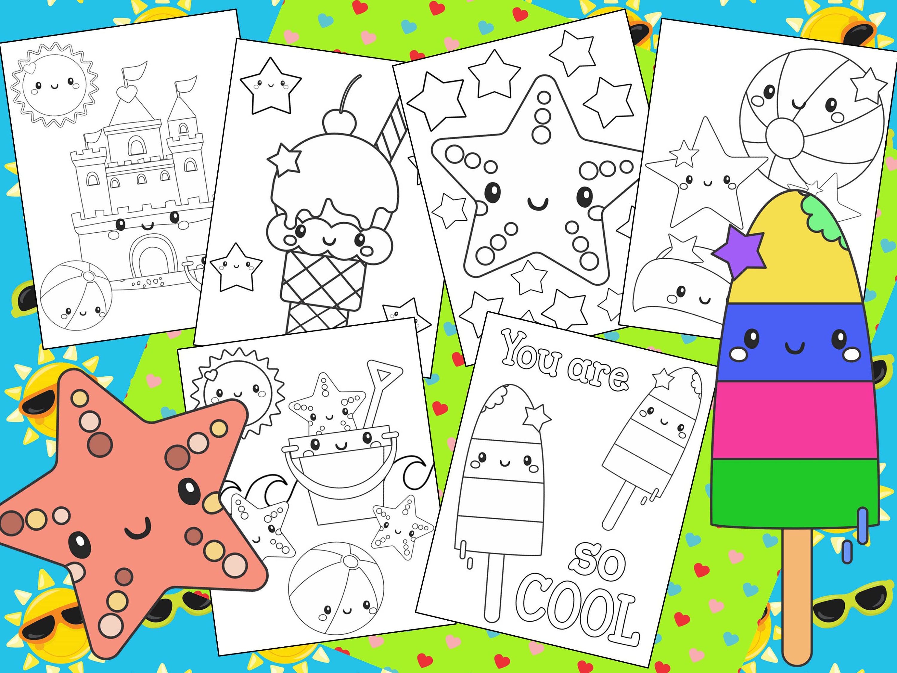 Download Summer Beach And Birthday Coloring Pages The Crayon Crowd Etsy