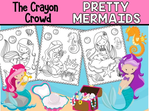 Mermaids Coloring Pages  The Crayon Crowd mermaid ocean