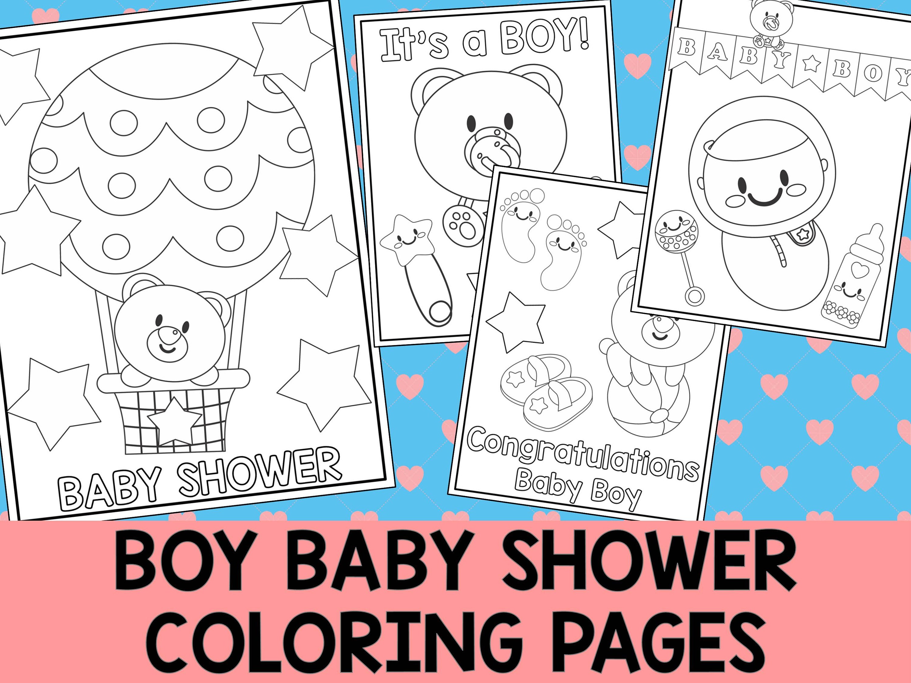 Download Boy Baby Shower Bear Coloring Pages The Crayon Crowd Etsy