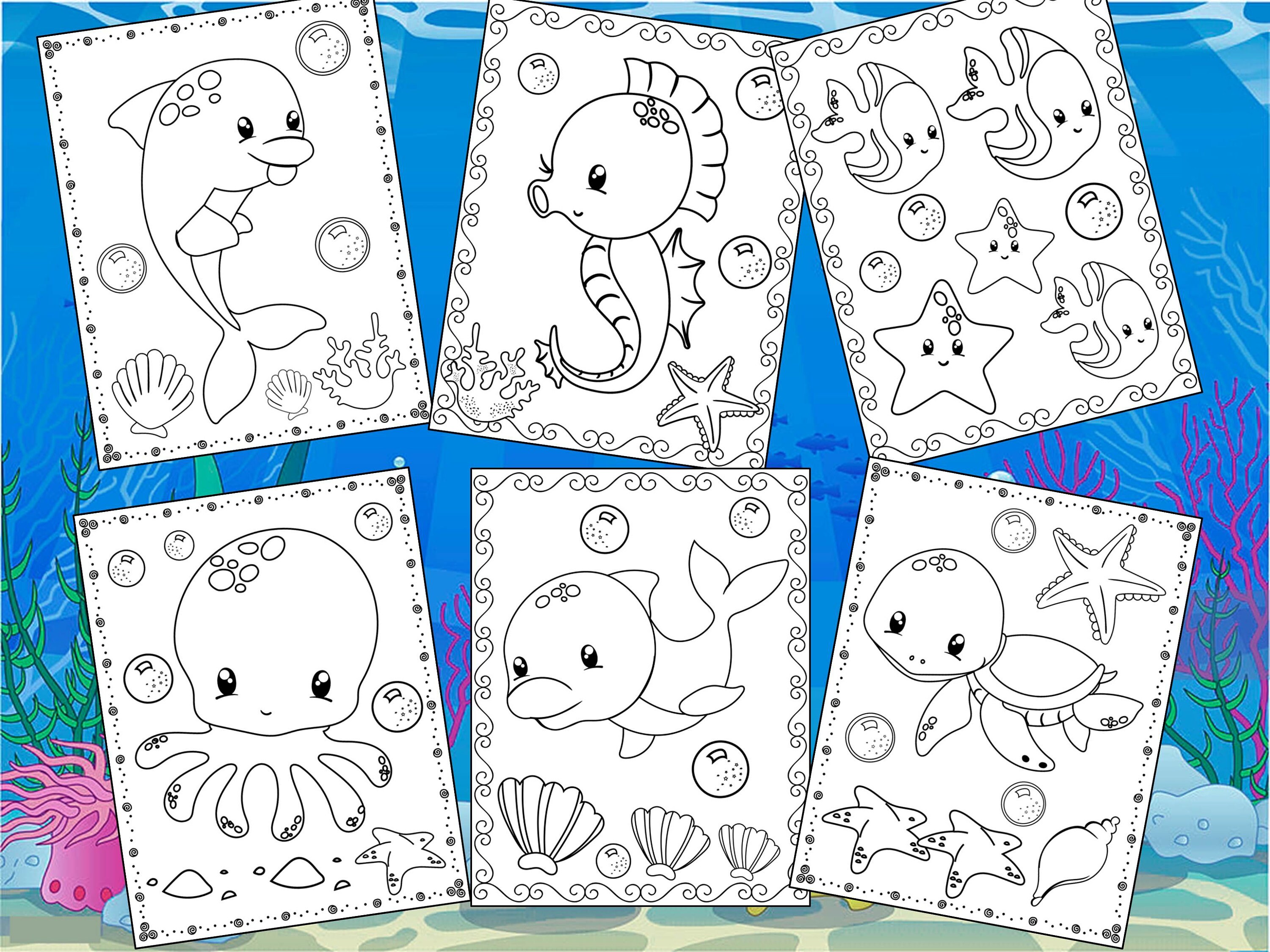 Download Sea Ocean Animals Friends Coloring Pages The Crayon Crowd Etsy