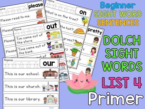 items similar to sight word sentences worksheets and posters dolch primer list