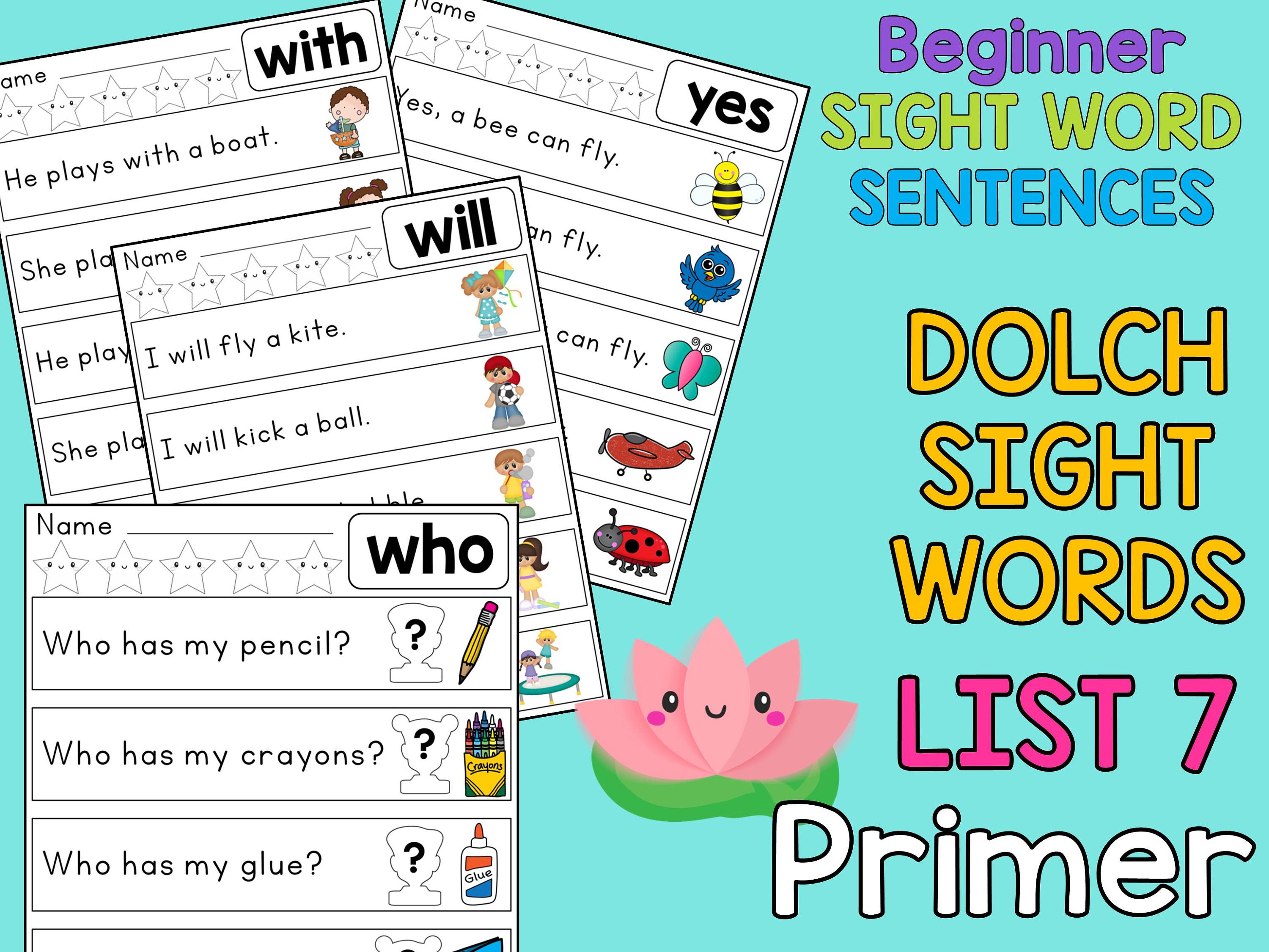 sight-word-sentences-worksheets-and-posters-dolch-primer-etsy
