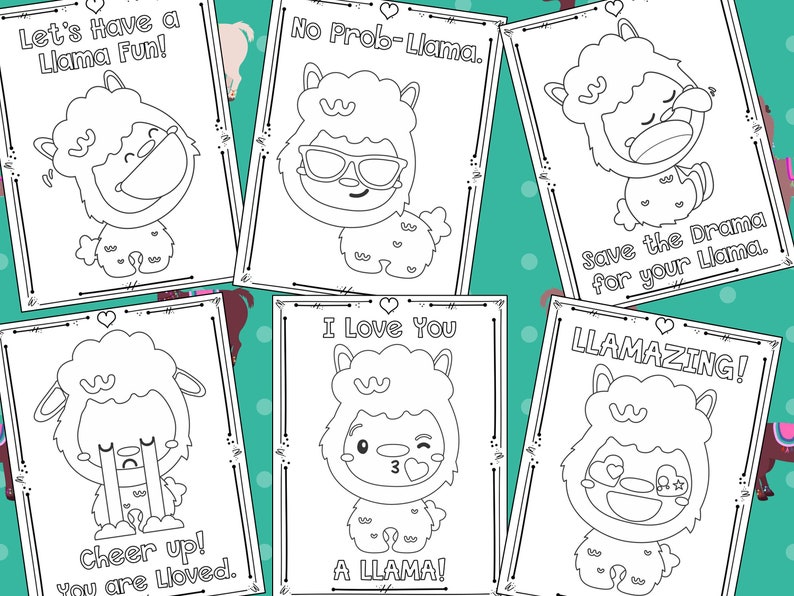 Download Llama Love and Birthday Party Coloring Pages The Crayon | Etsy