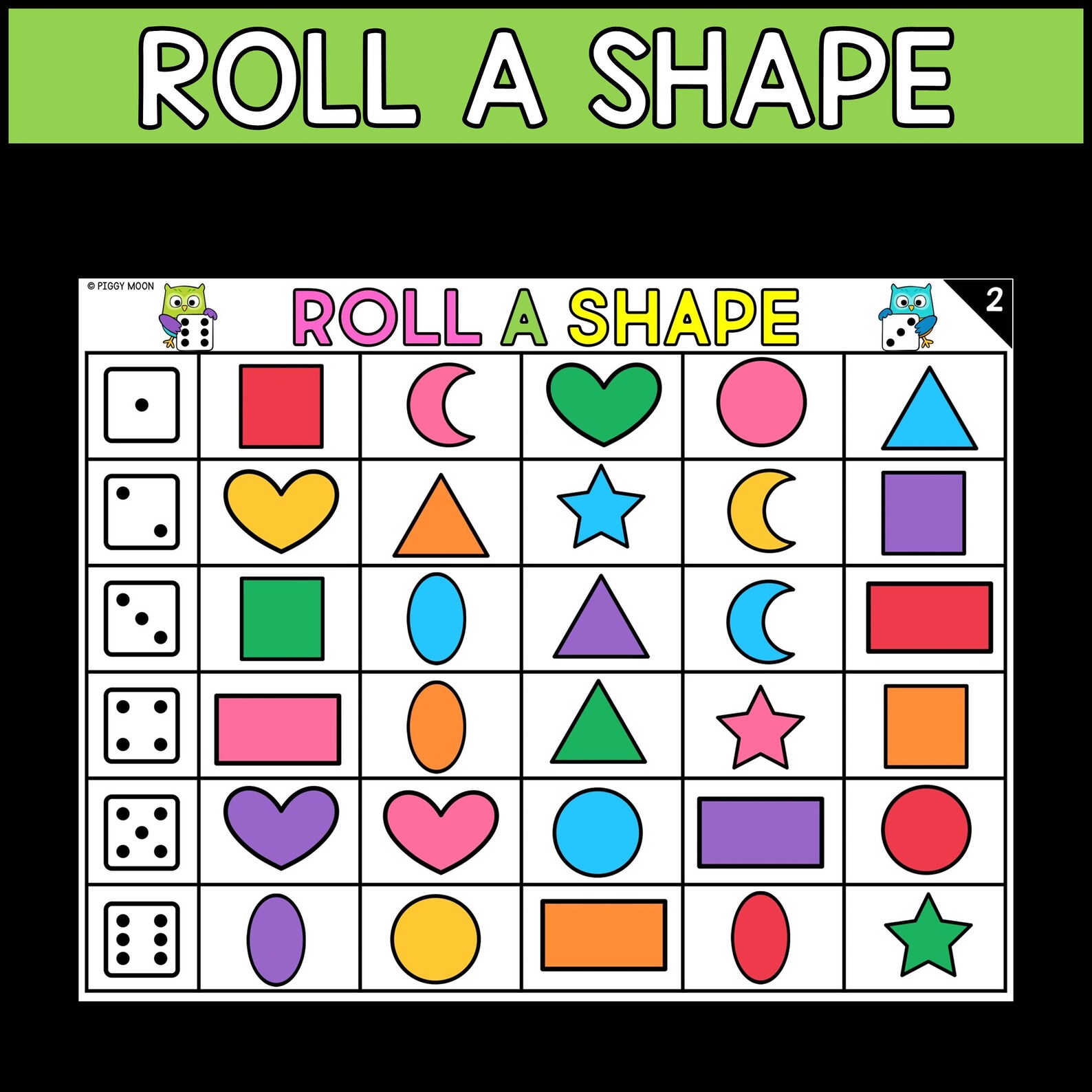 Roll a Shape 2D Shapes Roll and Say Worksheet Activity Etsy