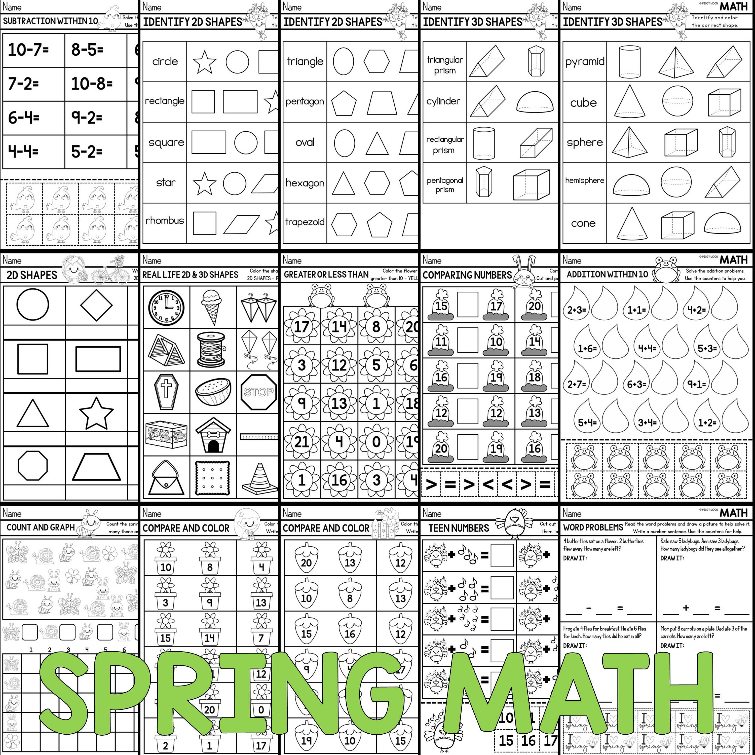 Spring math worksheets dad
