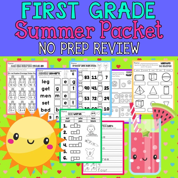 First Grade Summer Review Packet Over 100 Printable Math And Etsy First Grade Summer Review Packet Over 100 Printable Math And Etsy