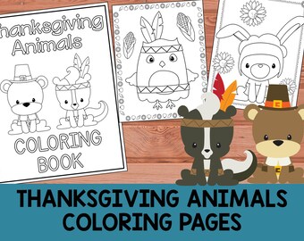 Thanksgiving Woodland Animals Coloring Book Pages - The Crayon Crowd, printable, party favors, Coloring book, pages, kids, fall, pilgrim