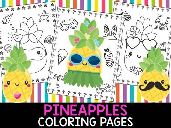 Download Pineapples Summer Coloring Pages The Crayon Crowd Etsy