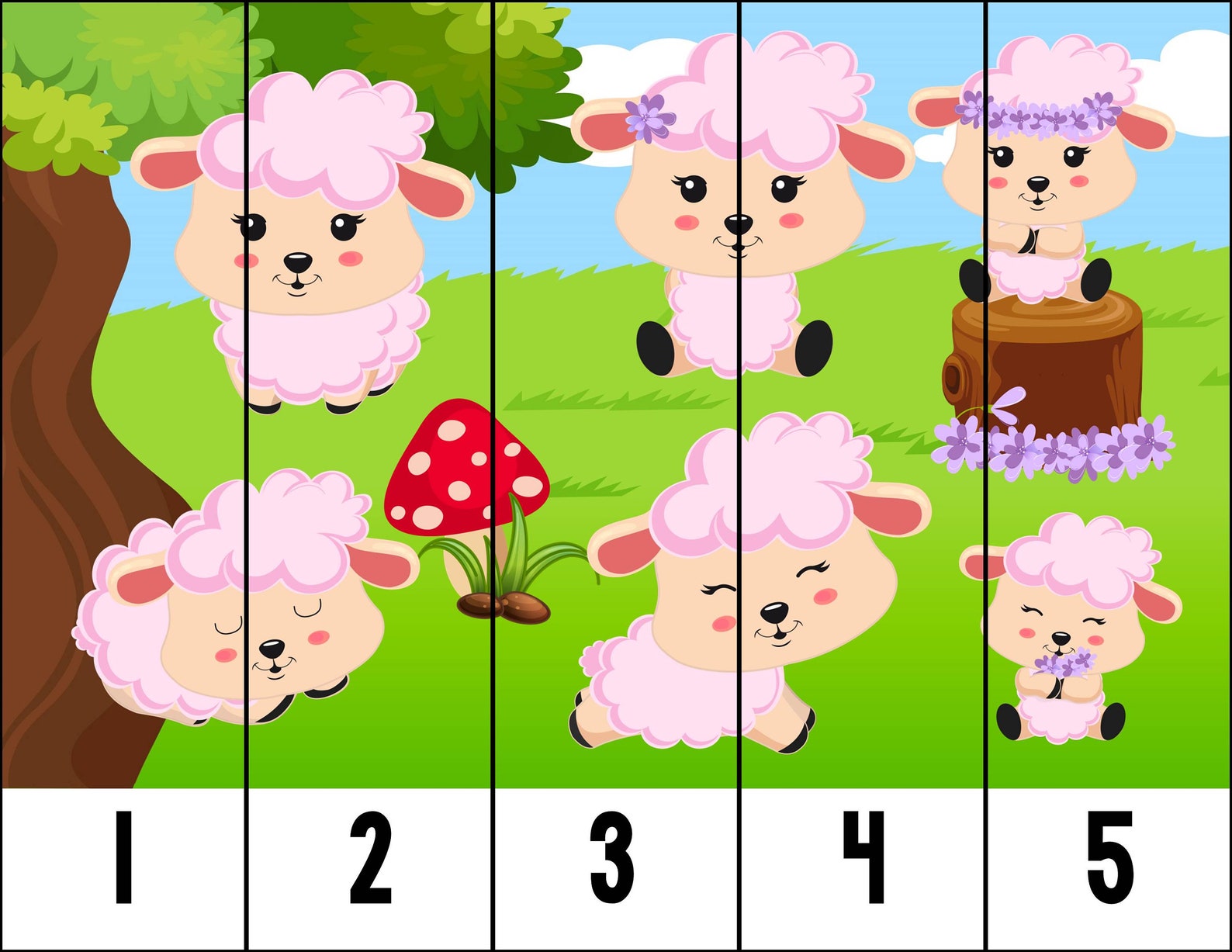 Number Sequence Puzzle Game Activity Spring Lambs Etsy