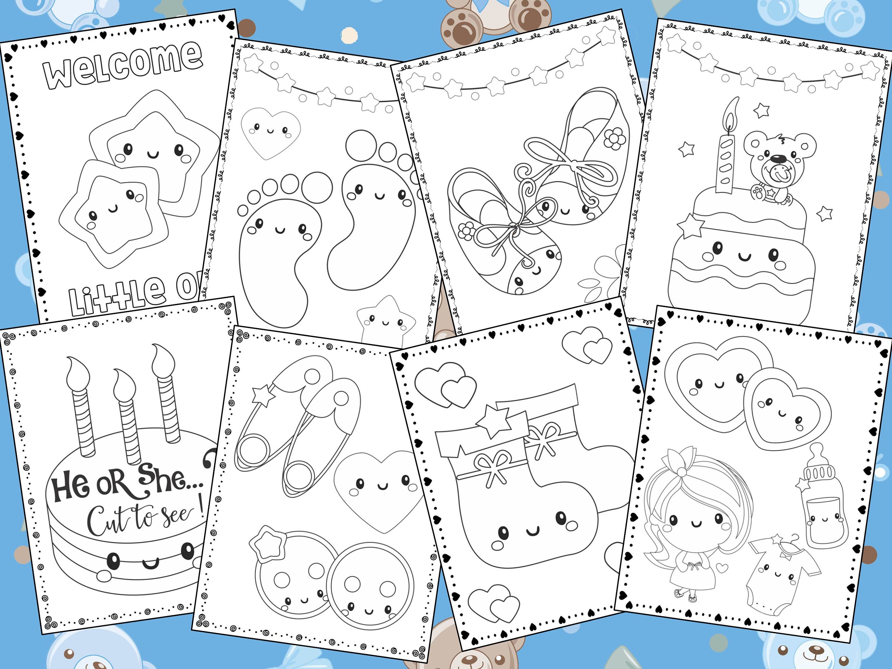 Baby Shower Coloring Pages The Crayon Crowd Coloring book Etsy