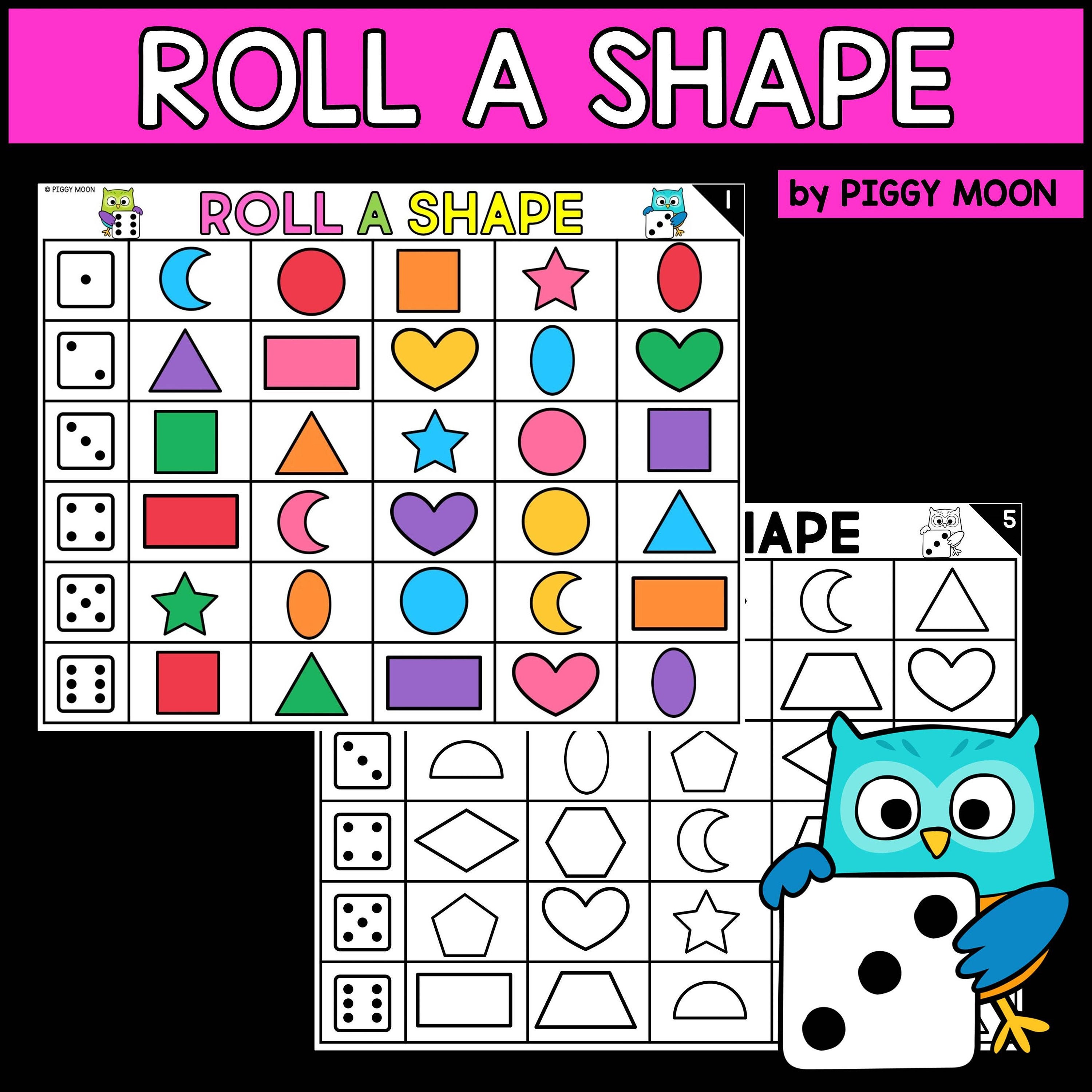 Roll a Shape 2D Shapes Roll and Say Worksheet Activity Etsy