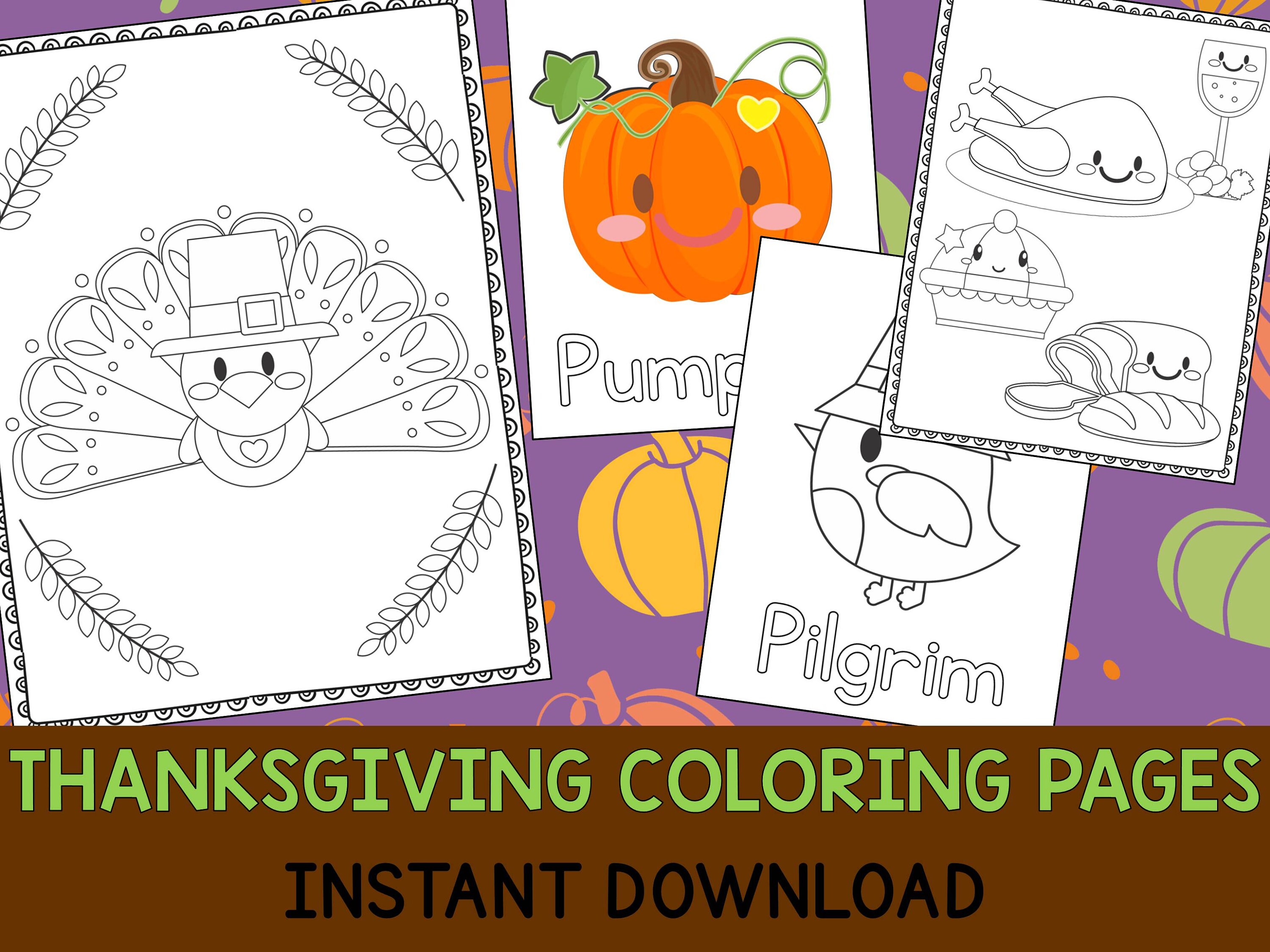 Download Thanksgiving Coloring Book Pages The Crayon Crowd Etsy