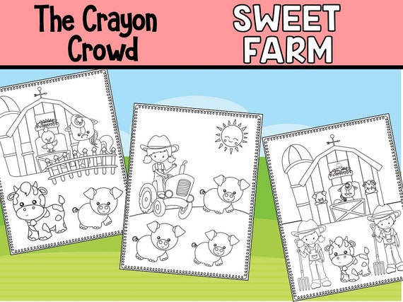 Sweet Farm Coloring Pages Crayon Crowd Kids Book Party