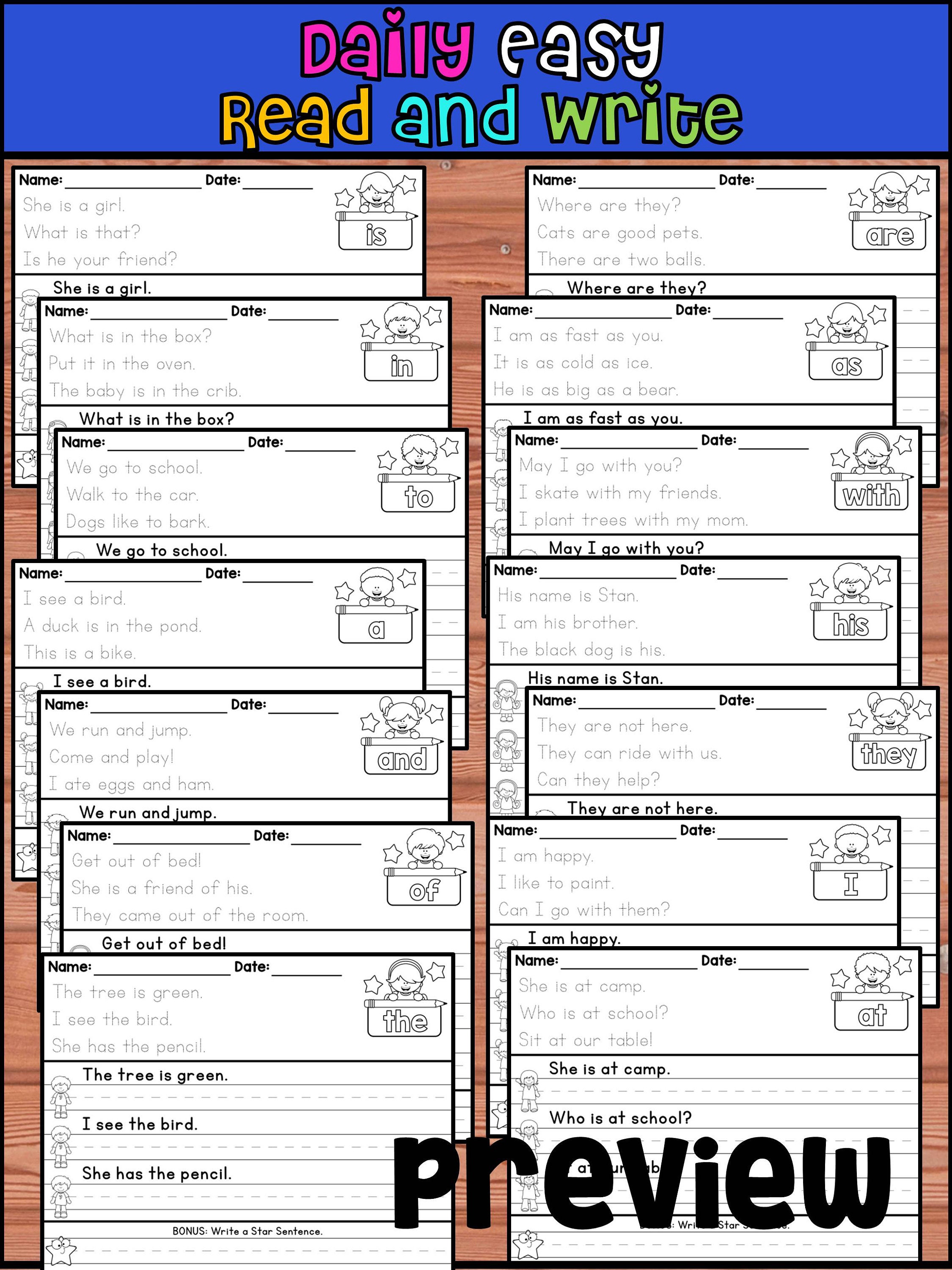 Kindergarten First Grade Core Language Practice Daily | Etsy