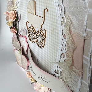 Shabby Chic handgemaakte baby felicitatiekaart