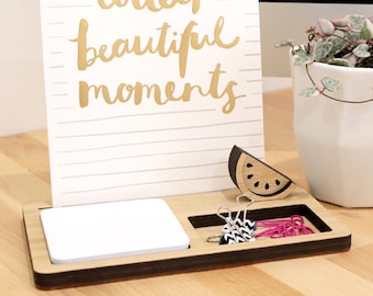 Photo Stand - Desk Organiser (2 tray) - Photo Holder, Desk Caddy, Memory Holder, Quote Display, made from Bamboo