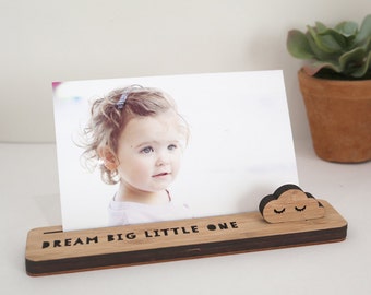 Photo Stand – Dream Big Little One - Photo Holder, Memory Holder, Quote Display, made from Bamboo