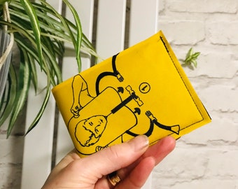 Life jacket wallet, yellow wallet, life jacket, recycled wallet, recycled, aircraft life jacket, aircraft memorabilia