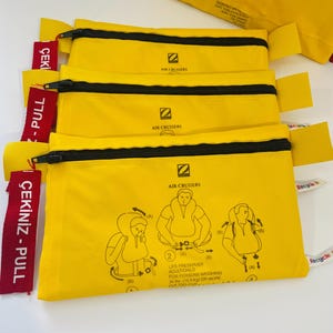 Aircraft life vest zipped pouch, life vest pencil case, recycled pouch, life vest pouch, tool pouch, sanitary products pouch