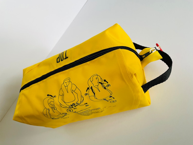 Life vest dopp, life vest washbag, yellow dopp, life jacket dopp, washbag, sponge bag, cosmetic bag, toiletry bag image 3