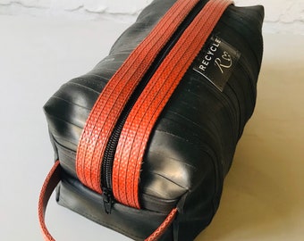 Fire hose & inner tube washbag, Inner tube washbag, recycled washbag, DOPP, ethical washbag, recycled washbag, waterproof washbag, fire hose