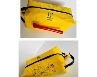 Life vest dopp, life vest washbag, yellow dopp, life jacket dopp, washbag, sponge bag, cosmetic bag, toiletry bag