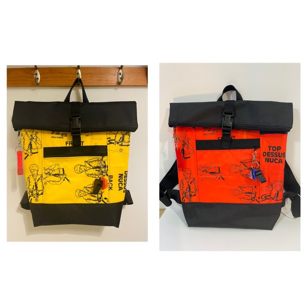 Aircraft life vest roll top bag