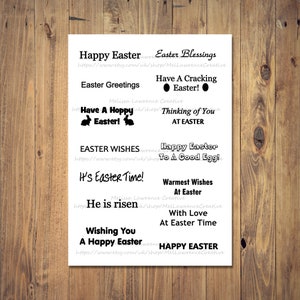 K&ouml;nnte beinhalten: Ein Blatt Papier mit schwarzem Text auf wei&szlig;em Hintergrund. Der Text enth&auml;lt Ostergr&uuml;&szlig;e, W&uuml;nsche und Spr&uuml;che. Der Text enth&auml;lt auch eine Website-Adresse f&uuml;r MelLawrenceCreative.