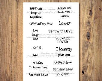 Love Sentiments Digital Sheet, Printable Romantic Phrase, Cardmaking Sentiment, Love Art Printable, Love Cards, Digital Crafting, Valentines