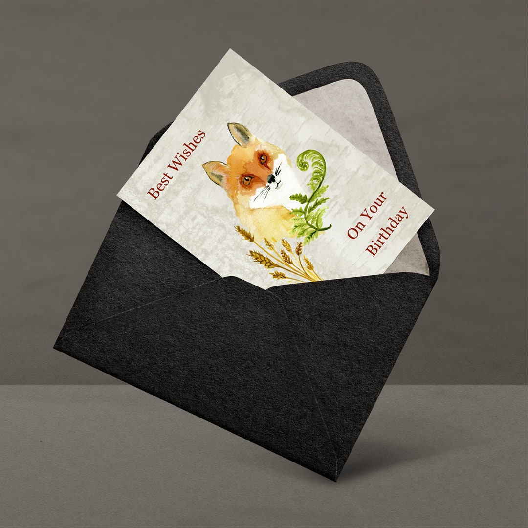 Fox Digital Birthday Card, Download Birthday Card, Print at Home Card ...