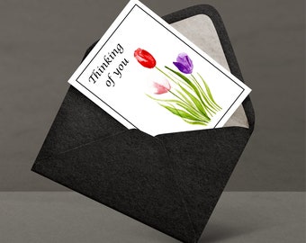 Tulip Digital Sympathy Card, Printable Thinking Of You Card, Downloadable Sympathy Card, Thoughtful Card, Bereavement Printable, Loss Card