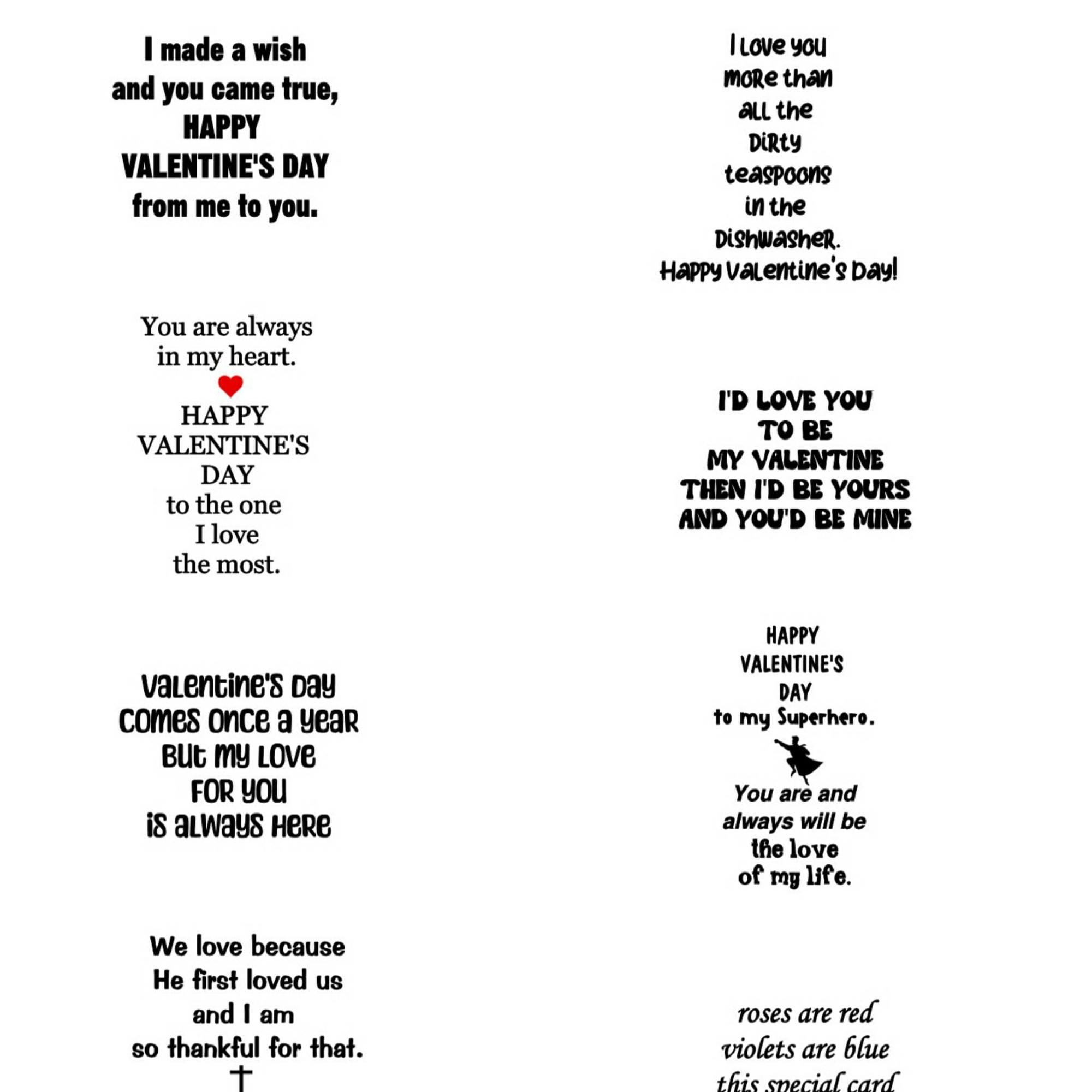 Valentine Card Inserts Digital, Printable Romantic Verses, Valentine's ...