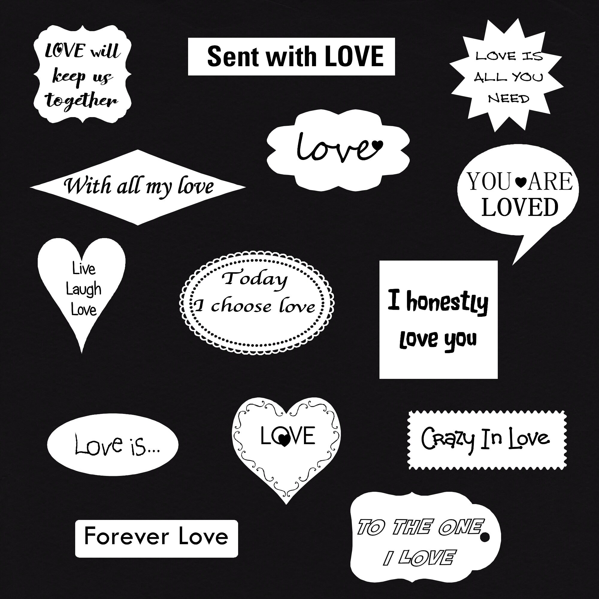 Love Sentiments Digital Sheet, Printable Romantic Phrase, Cardmaking ...